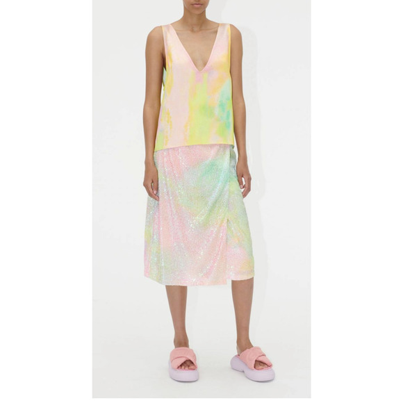 NEW~ Stine Goya Rainbow Arwen Fully Sequined Wrap Midi Skirt S $460 - Picture 5 of 9